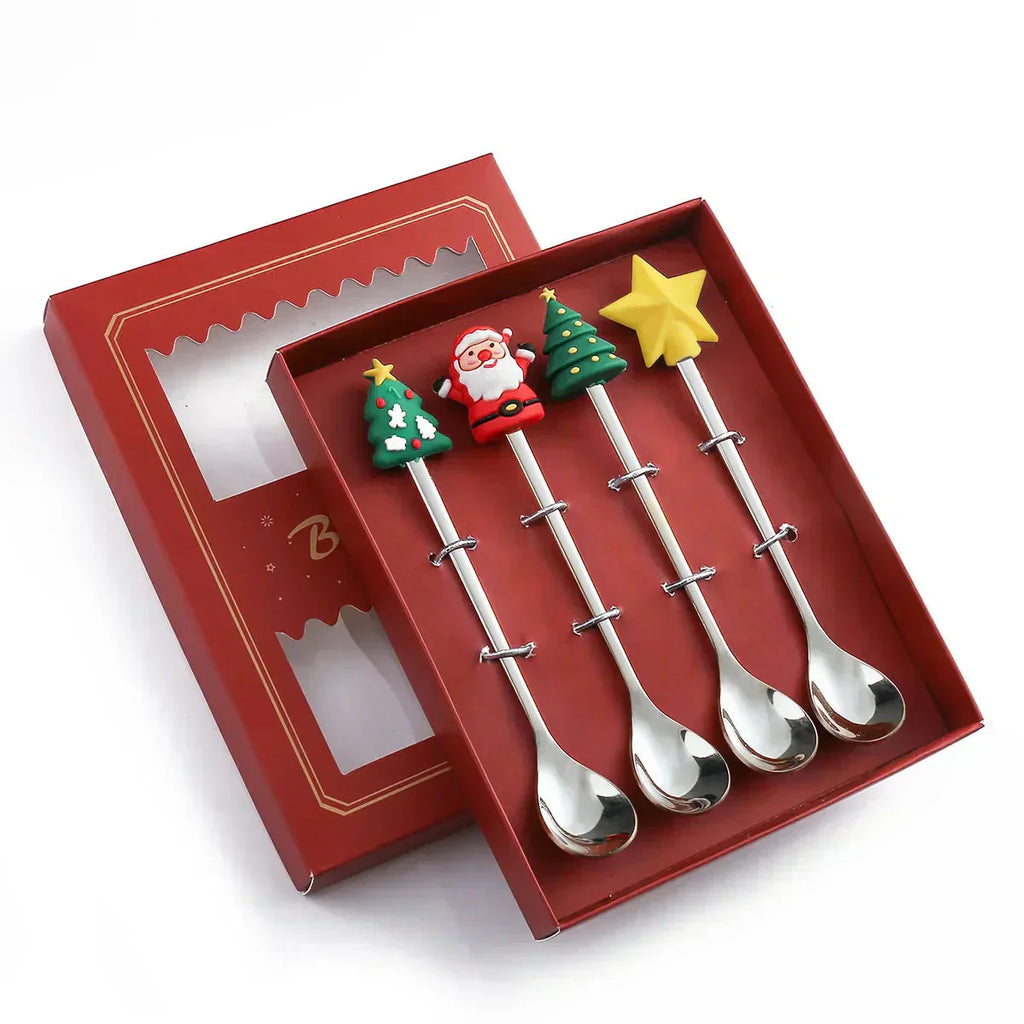 Jogo de Talheres para Sobremesa Decoração de Natal