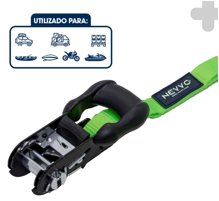 Cinta Catraca Para Amarração De Carga - Gancho J 4 Metros 1500Kg