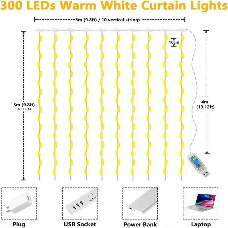 Cortina de Luzes LED Natalinas - Magia e Encanto em Sua Casa