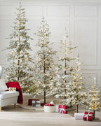 Árvore de Natal Nevada com Galhos Nevados, Suporte Metálico e Micro LEDs Embutidos