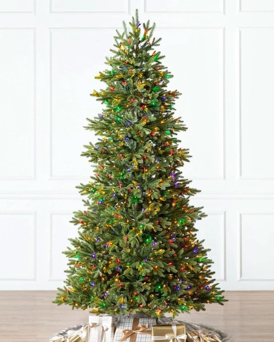 Árvore de Natal Norway Spruce com Galhos Articulados, Suporte Metálico e Micro LEDs Coloridos Embutidos