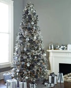 Árvore de Natal Nevada Frosted Fraser com Galhos Articulados, Suporte Metálico e Micro LEDs Embutidos