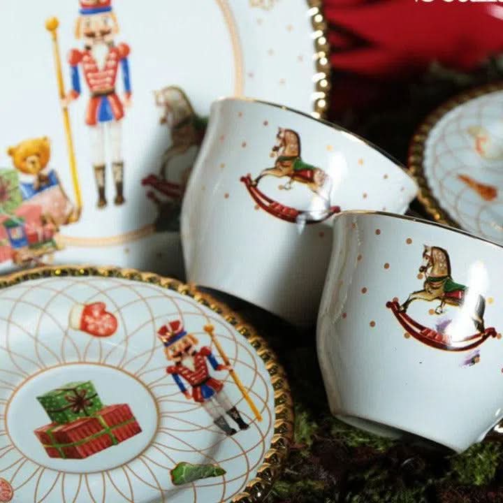Pratos de Sobremesa Cerâmica Temático Natalino - 6 peças