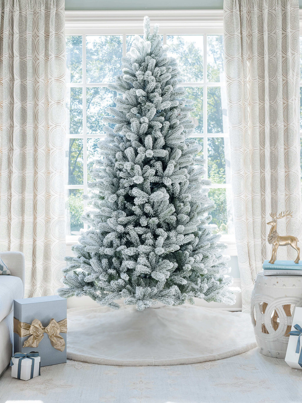 Árvore de Natal Artificial King Flock® 600 Luzes LED Branco Quente